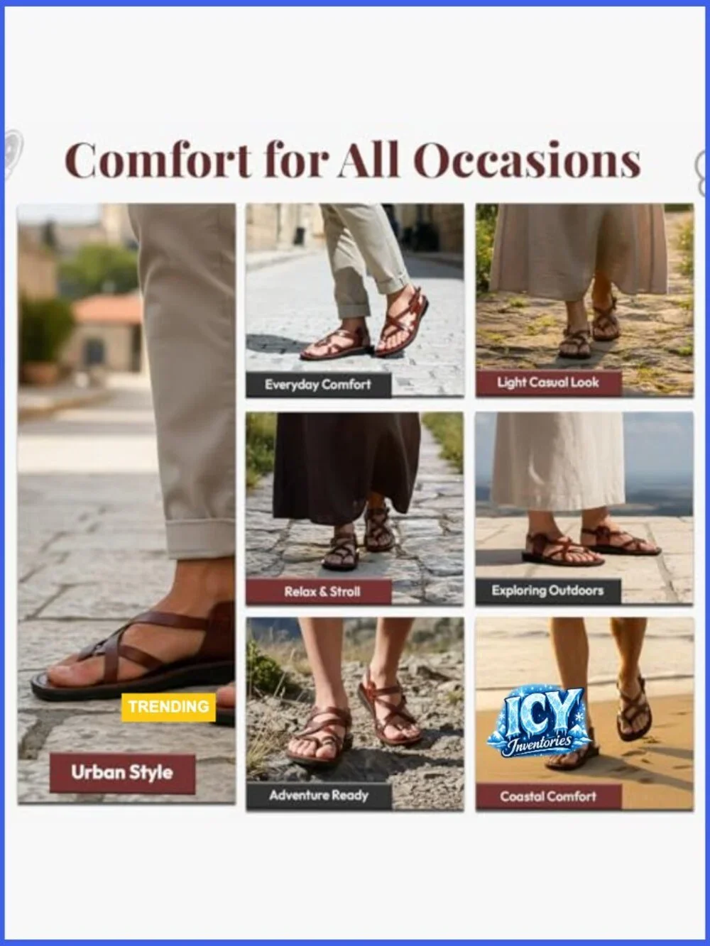 Men's Fisherman Sandals Handmade in Jerusalem Leather Slides Unisex